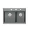 Quadron MARC 120 WORKSTATION GraniteQ zlewozmywak 2-komorowy 760*500*235 mm silver stone + syfon push to open + dozownik stal szcz.+ wkładka ociekowa+ Qmata +deska/ elementy stalowe HQC7650U5BS